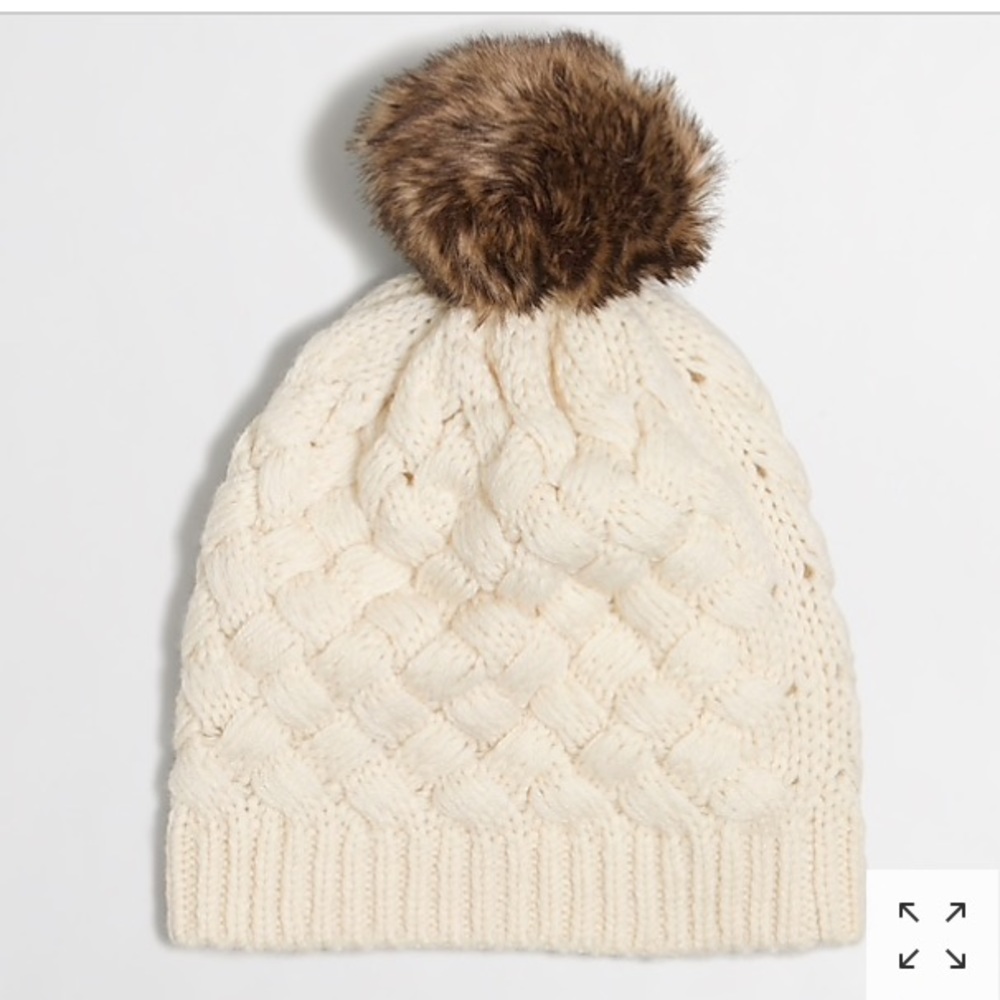 J.Crew Faux fur pom pom hat NEW